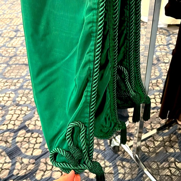 RARE Banquet Tablecloth-Custom made, Green Moire designer fabric with braiding. - Picture 2 of 3